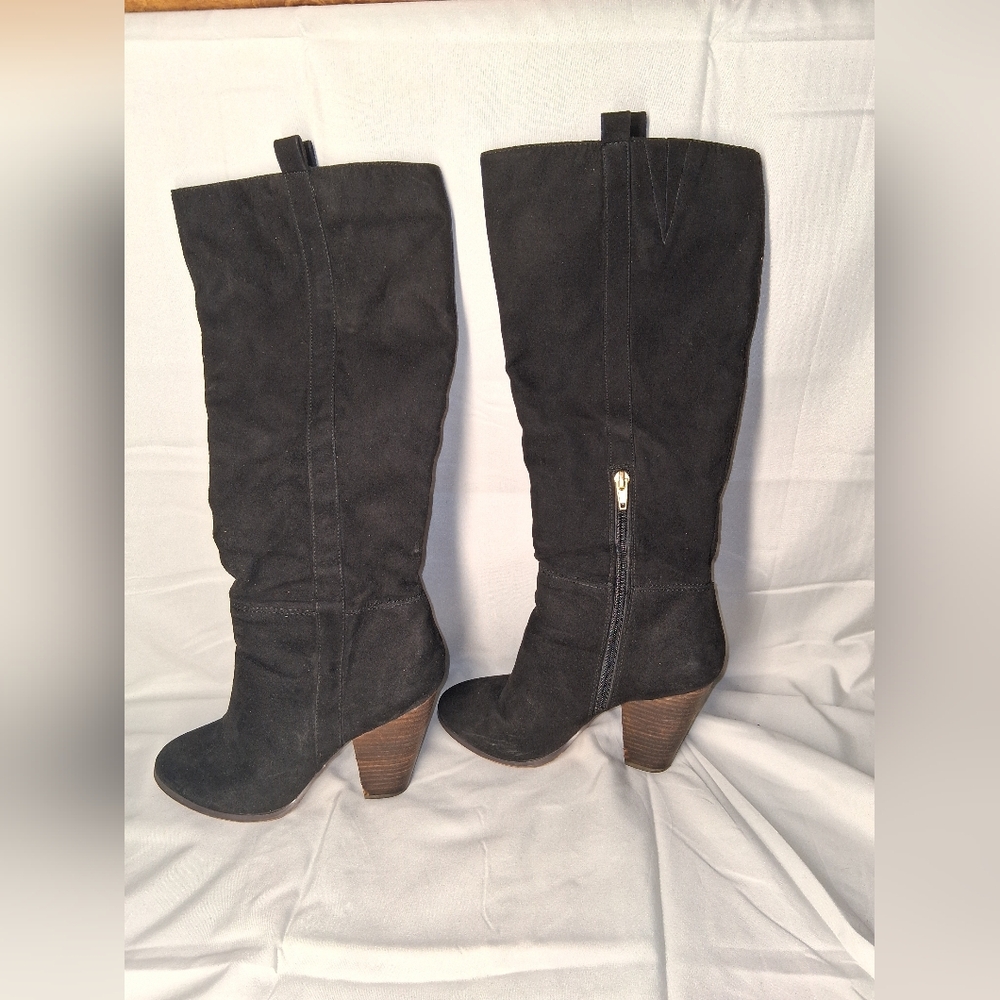 Charles David Black Suede Tall Heeled Boots